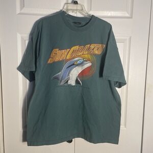 Vintage San Segal Seaworld San Antonio T Shirt Men XXL Green Y2K Dolphin Graphic